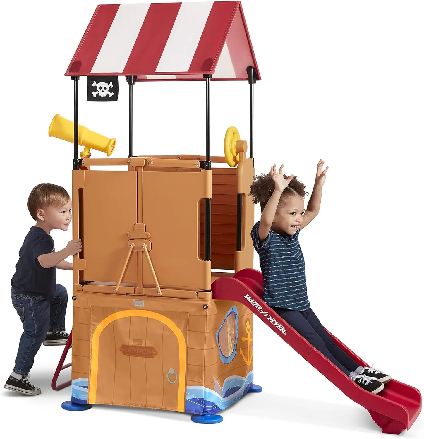 Imagem -02 - Play And Fold Playhouse para Crianças Navio Pirata Toddler Climber Facilmente Dobrado para Armazenamento Idades 25 58.1 l x 24.67 w x 61.3 h