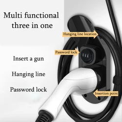 For Type 2 Connector EU Plug ForElectric Car Charging Gun Head Socket Wall Mount Bracket Universal EV Charger Cable Holder