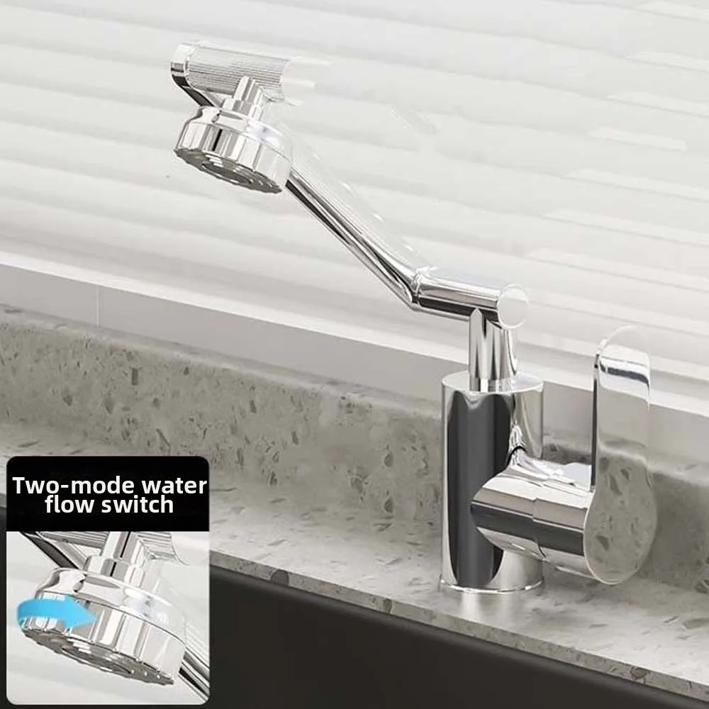 

Универсальный смеситель с роботизированной рукояткой, гибкий водосберегающий двухрежимный смеситель, запеченная краска, металлический цвет, 360° ° Вращающийся балкон с краном