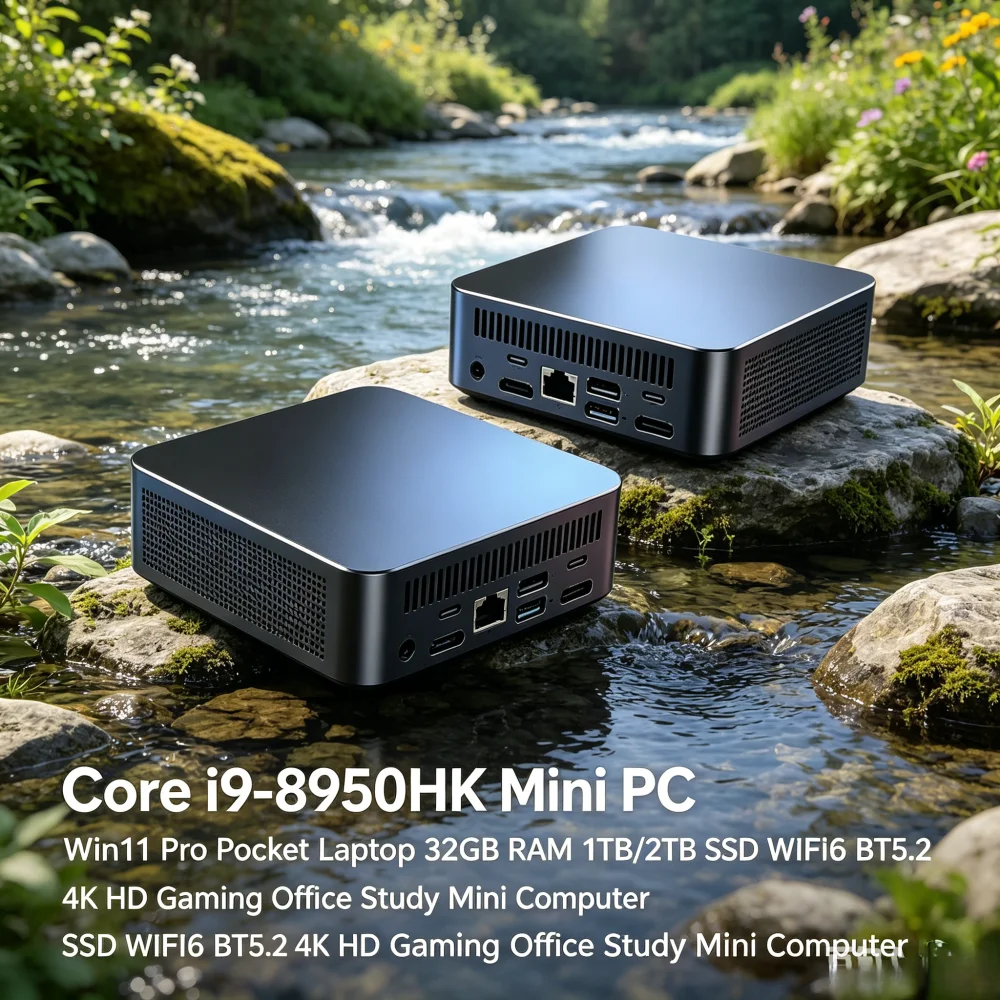 Core i9-8950HK Mini PC Win11 Pro Pocket Laptop 32GB RAM 1TB/2TB SSD WiFi6 BT5.2 4K HD Gaming Office Study Mini Computer
