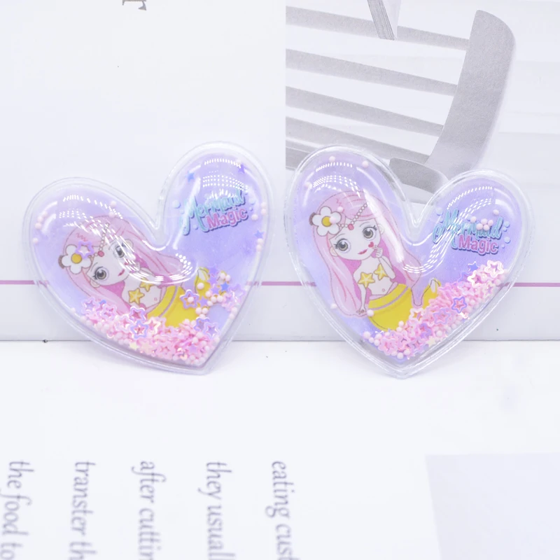 12Pcs 50*45mm Printed Colorful Heart Sequins Appliques for DIY Girl Headwear Clips Bow Pendant Decor Accessories Clothes Patches