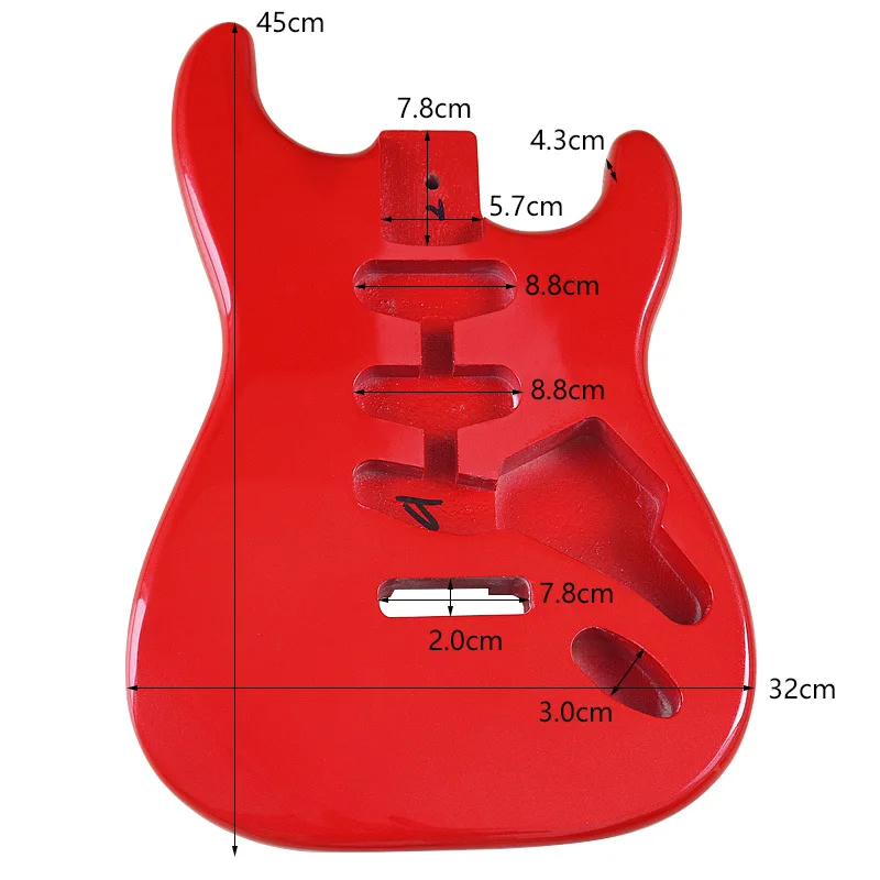 ตัวกีตาร์ไฟฟ้าไม้หยางสามสาย สีแดงเมทัลลิก เงางาม อุปกรณ์ดัดแปลงกีตาร์ DIY สำหรับมืออาชีพ