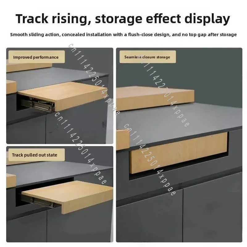 For Dining Table Desk Folding Table Mechanism Rising Table Top Sliding Rail Hardware Kit Buffering Extension Track