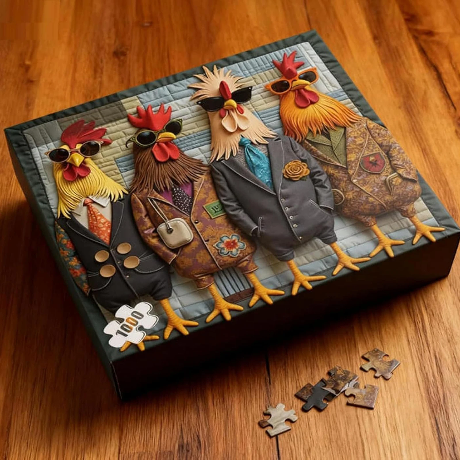 

1000 Pieces Fashionable Rooster Art Puzzle Funny Chicken Puzzle Funny Rooster Art Challenge Puzzle for Adults Home Decor
