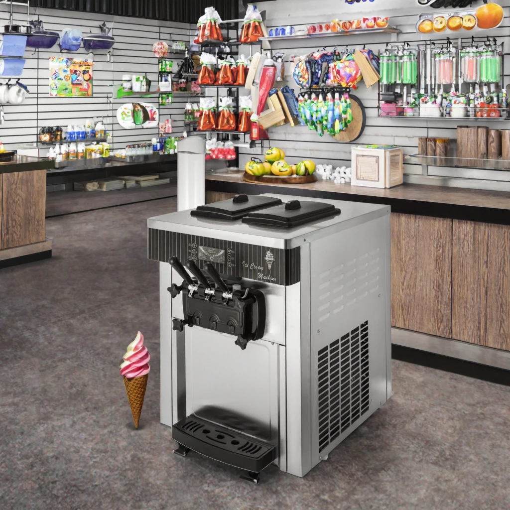 Smart LCD Control Commercial Soft Serve Ice Cream Machine 3 Flavors Milk Maker For Yogurt