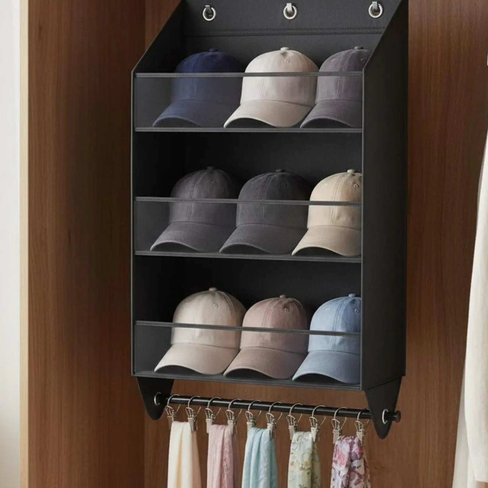 3 Tier Hat Storage Bag Space-Saving Baseball Cap Holder Large Capacity