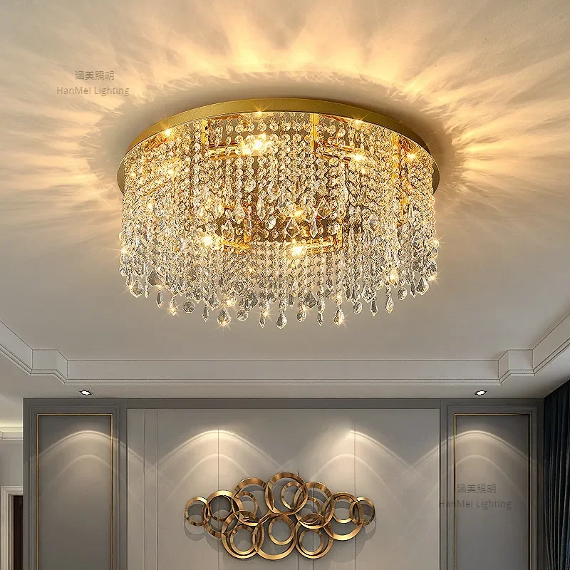 Light Luxury Crystal Ceiling Lamp for Living Room Dining Room Bedroom Study Modern Home Lighting Fixture Cross Border Special