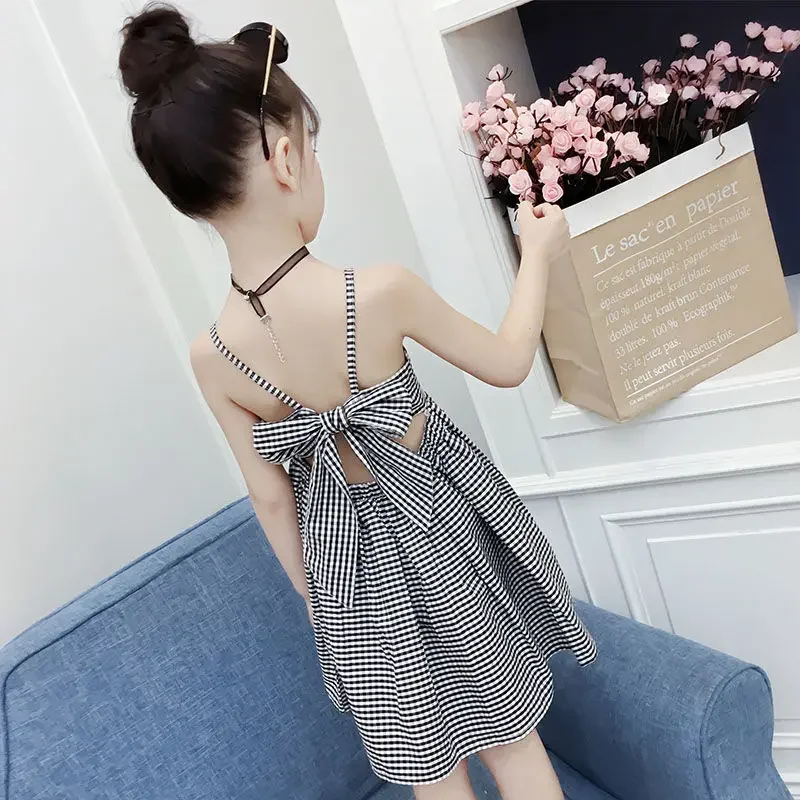 Girls Sweet Little Fresh Elegant Dress 7 Summer Red Plaid Suspender Princess Sexy Dresses 9 Student Fashion 10 12 Years Old Kids