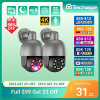 Techage UHD 4K 5MP 8MP IP Camera Red-Blue Light Alert Human Detection Night Vision PoE Security CCTV camera Protection Video