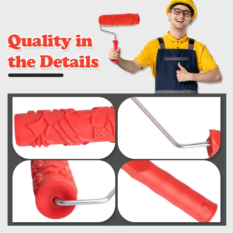 Rubber Pattern Roller brush Paint roller Embossed Texture Painting Tools for Wall Decorative Household Brush Patterned Paint
