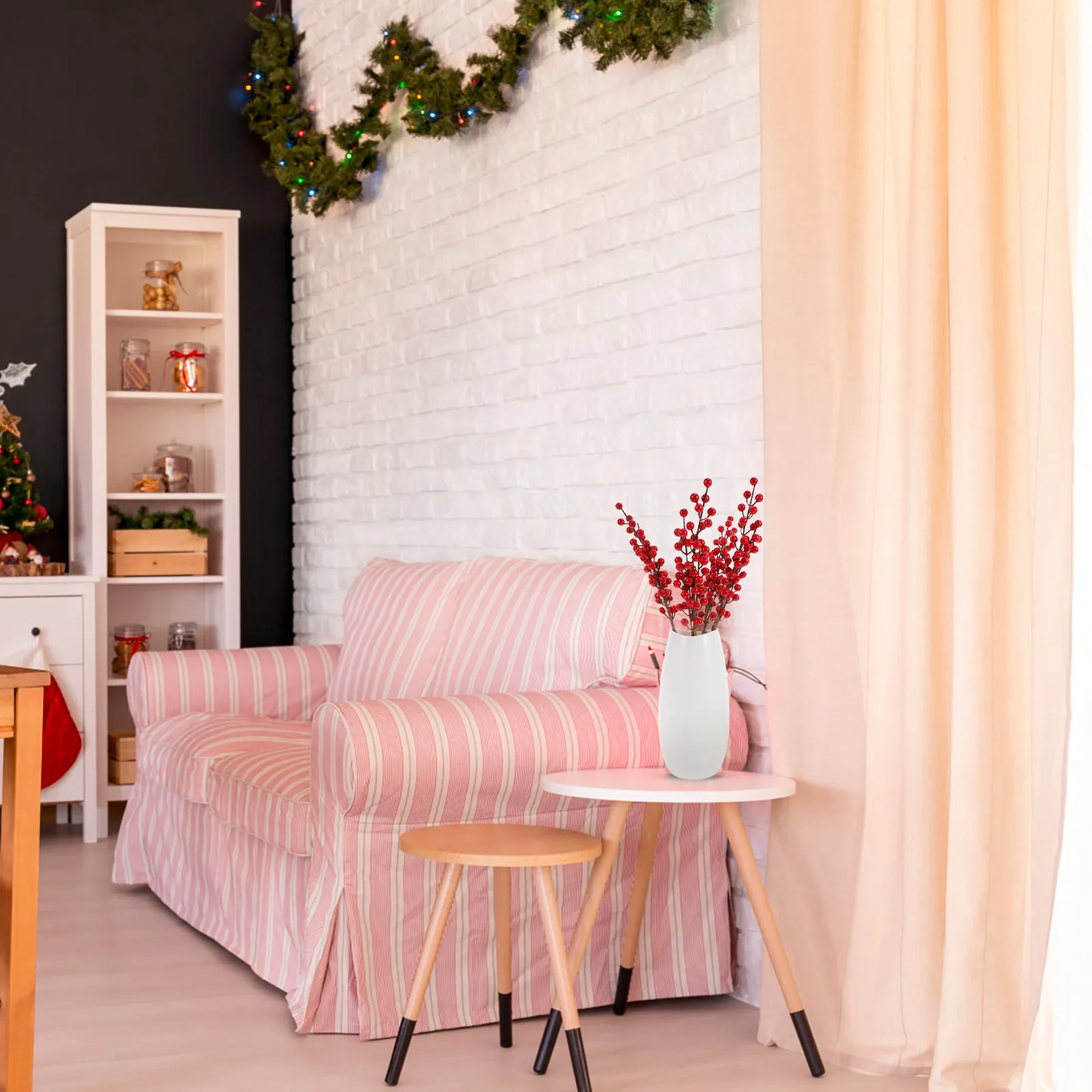 

4Pcs Christmas Berry Branch Decor Bright Colored Delicate Handcraft Artificial Berries for Festive Desktop Decoration