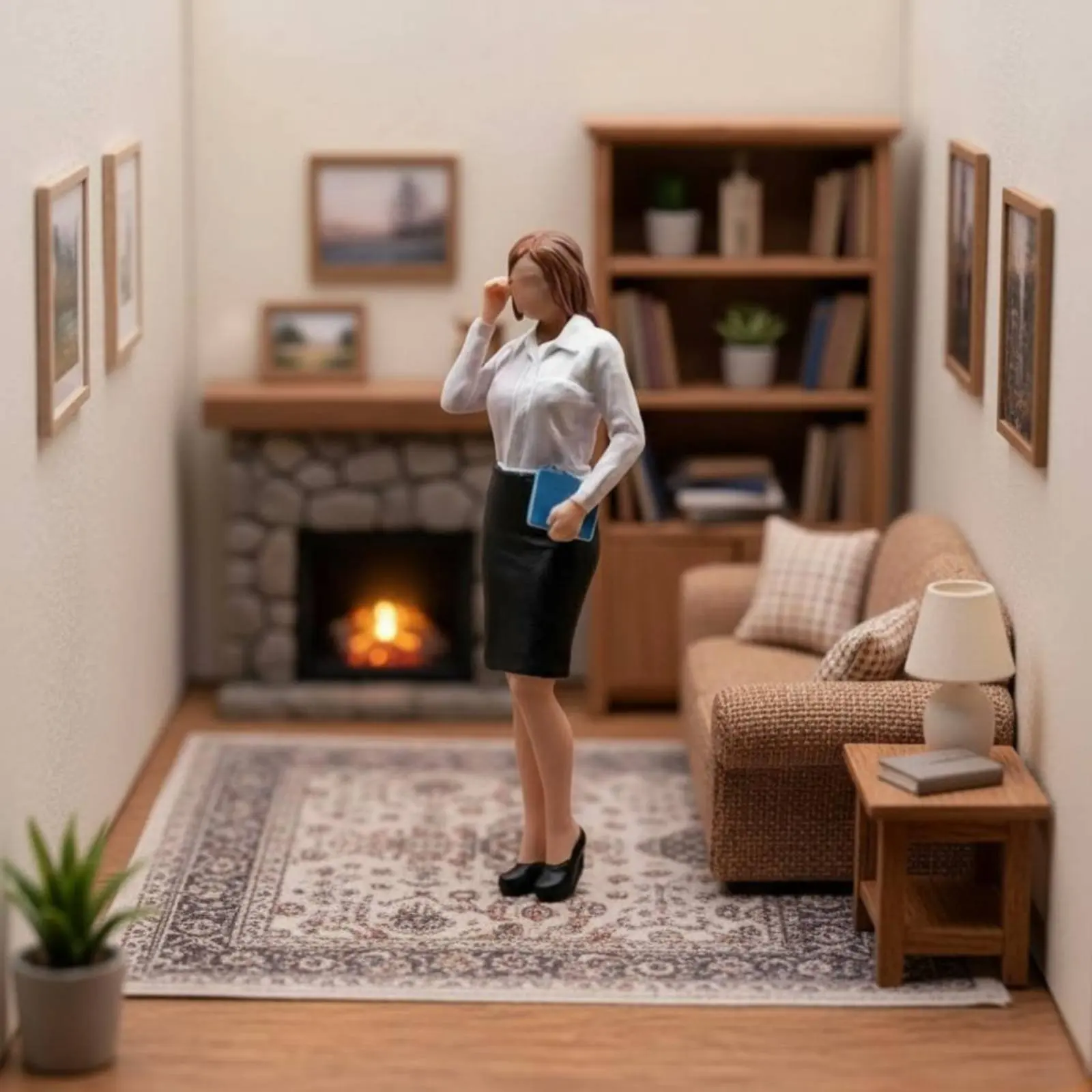 

Miniature Secretary Model Highly Detailed 1:64 Scale Female Figure Hobby Supply Three-Dimensional Printed for Collectors