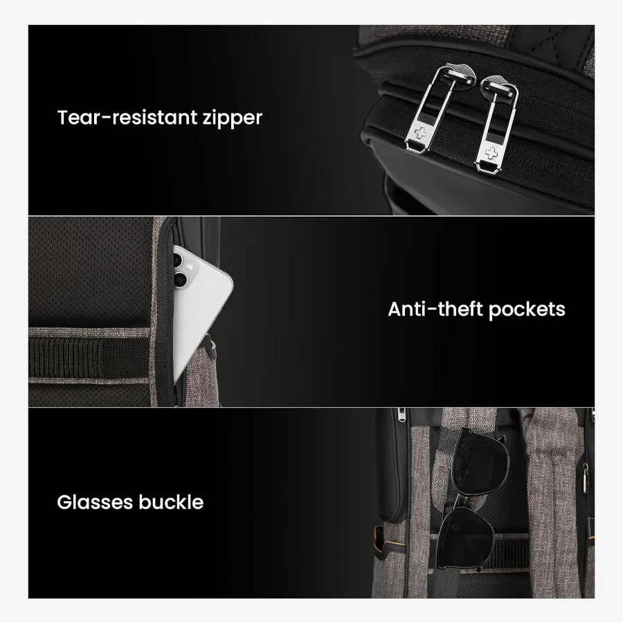 حقيبة ظهر كاجوال من CROSSGEAR خفيفة الوزن وممتصة للصدمات وحزام قابل للتنفس للعمل والكمبيوتر المحمول للأعمال مقاس M #6