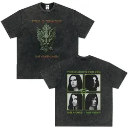 Rock Band Type O Negative The Green Man Vintage Washed T Shirt Gothic Metal Short Sleeve T-shirt Men's Vintage Hip Hop T Shirts