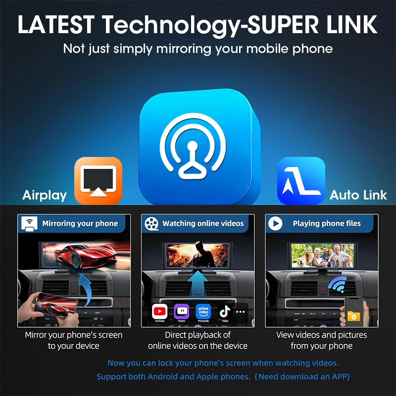 11.26 inch 360° Rotate Car DVR 4K Len Wireless Carplay Android
