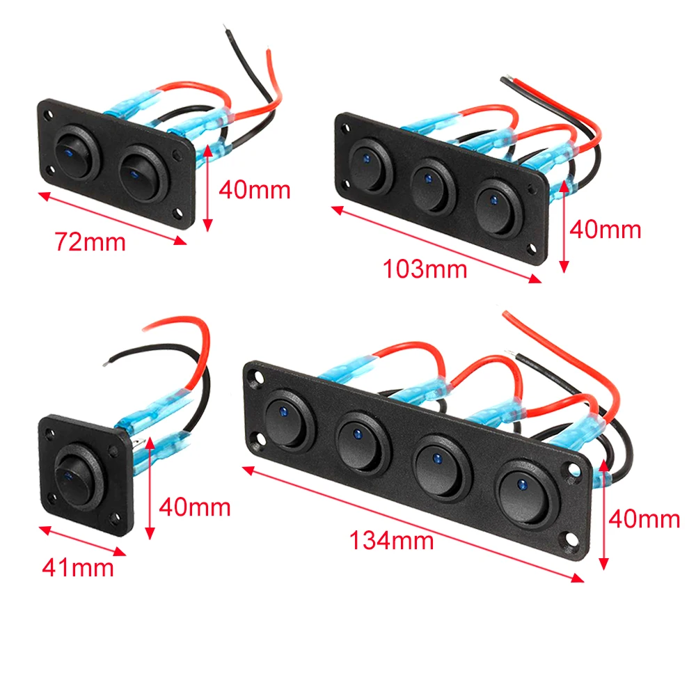 12V 1-4 Gang Toggle Switch Panel USB Car Boat Marine RV Truck Blue LED Styling Accessories Marine Rocker Switch