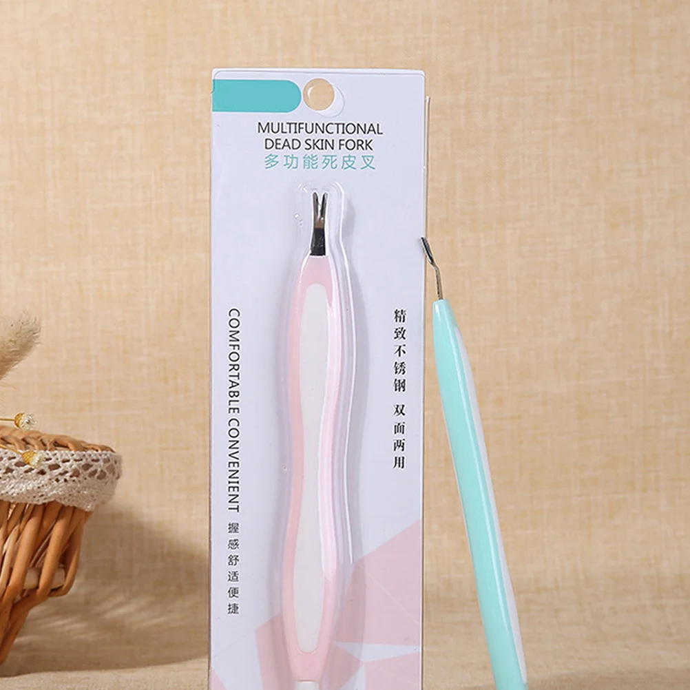 Fourchette d'élimination des peaux mortes des ongles en acier inoxydable, éplucheur de cuticules, grattoir, outil de manucure Portable essentiel pour pédicure Nail Art 3 pièces