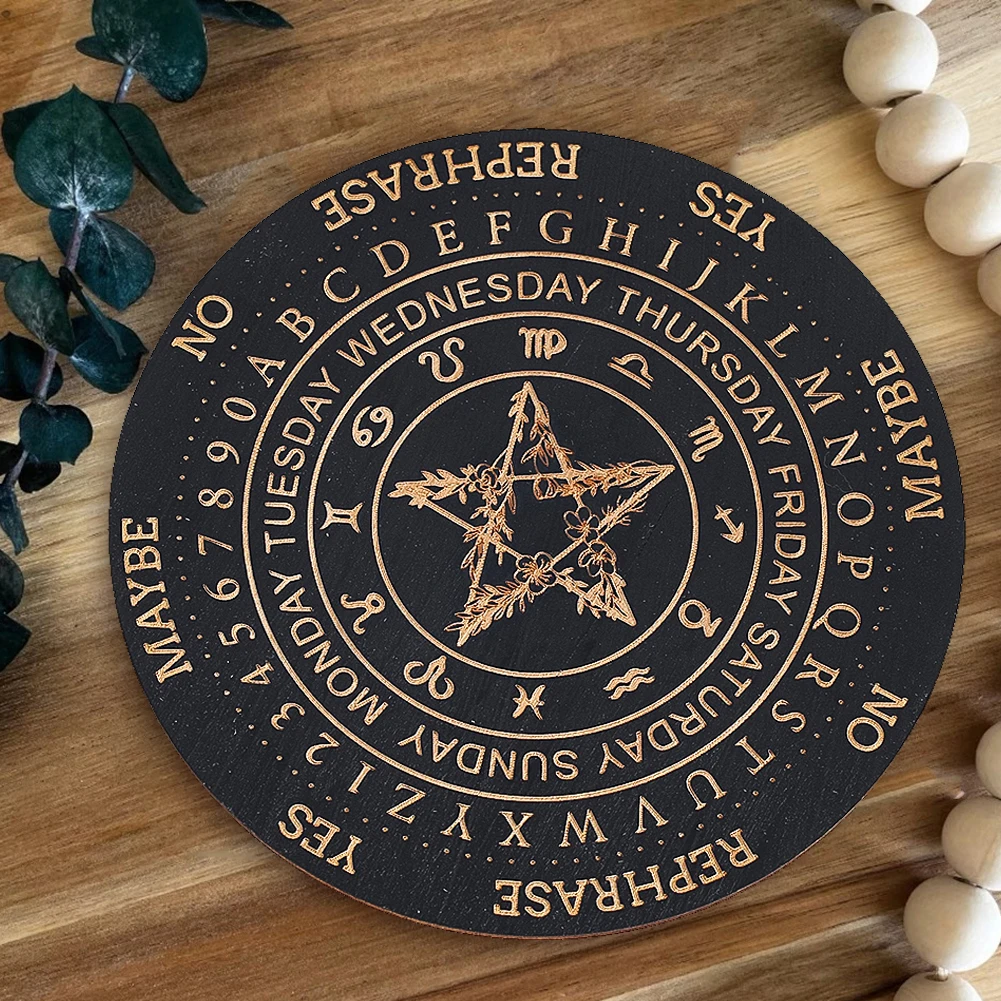 15cm Wooden Pendulum Board with Stars Constellation Divination Message Board Metaphysical Altar Decor Wall Art Home Ornaments