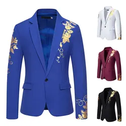 Męska moda Business blezery na co dzień Paisley stempel garnitur Slim Fit Groomsman męskie garnitury ślubne marynarki S52