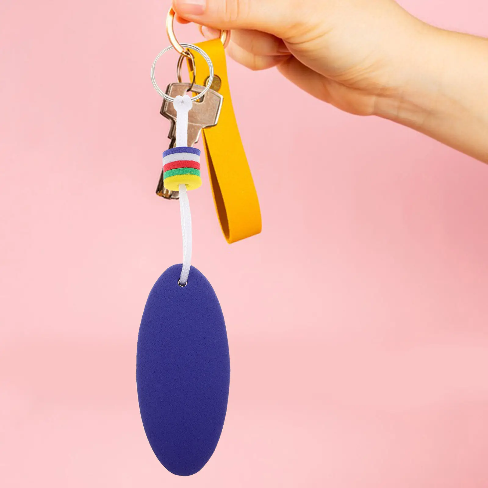 6Pcs Floating Keychain Oval Shape Eva Foam Surfboard Key Ring Float for Boating Fishing Sailing Outdoor Water Sports