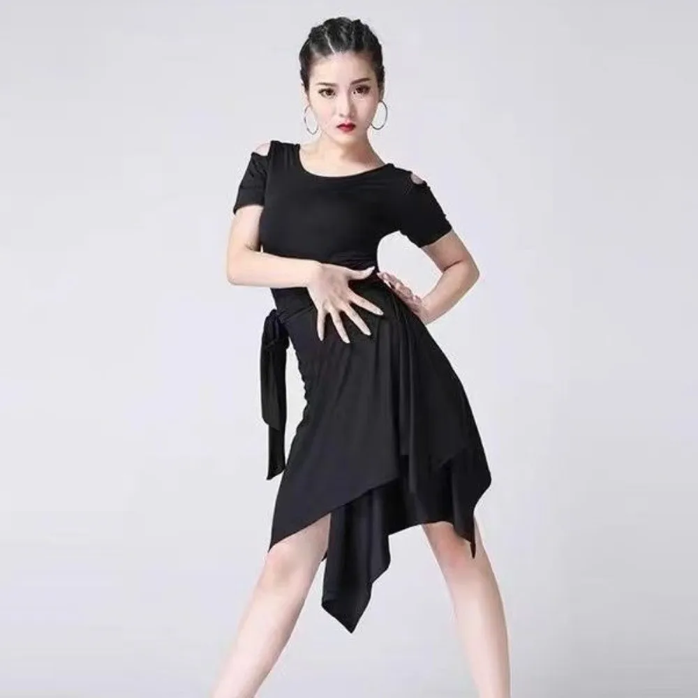 Falda de Skate de baile latino de Color sólido con cordones bufanda envolvente Irregular Ropa de baile accesorios de baile falda de baile triangular de cadera salón de baile