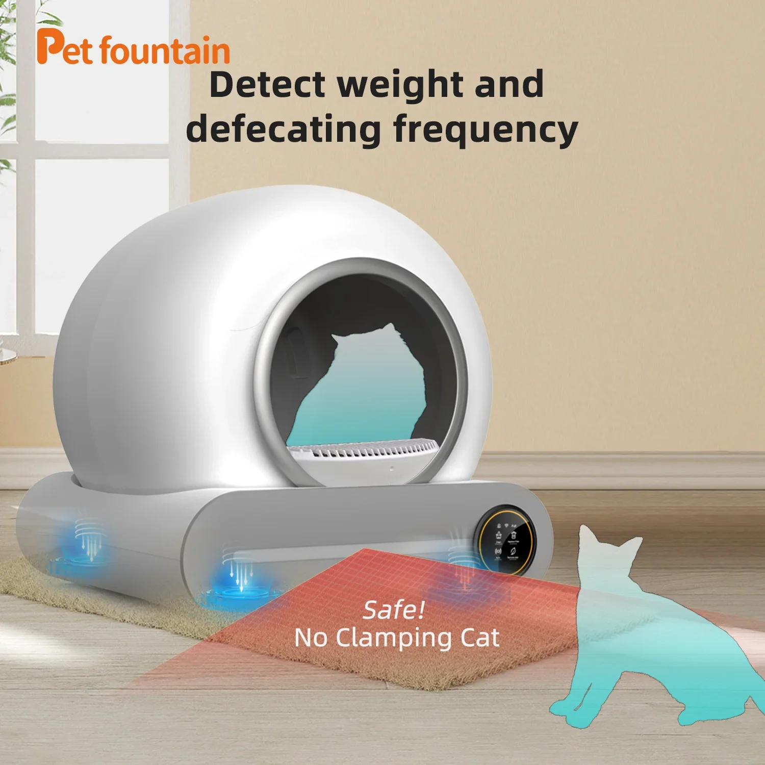 CE RoHS Certified Automatic Plastic Intelligent Self-cleaning Cat Litter Box Pet Toilet