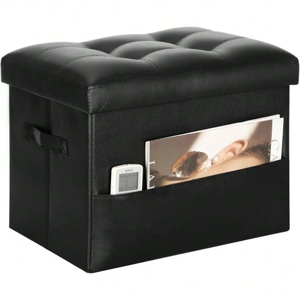 

Foot Rest Stool. Folding Ottoman With Storage With Thicker Foam Padded Seat. 330 Lbs Footstool Bench For Living Room, Bedroom,