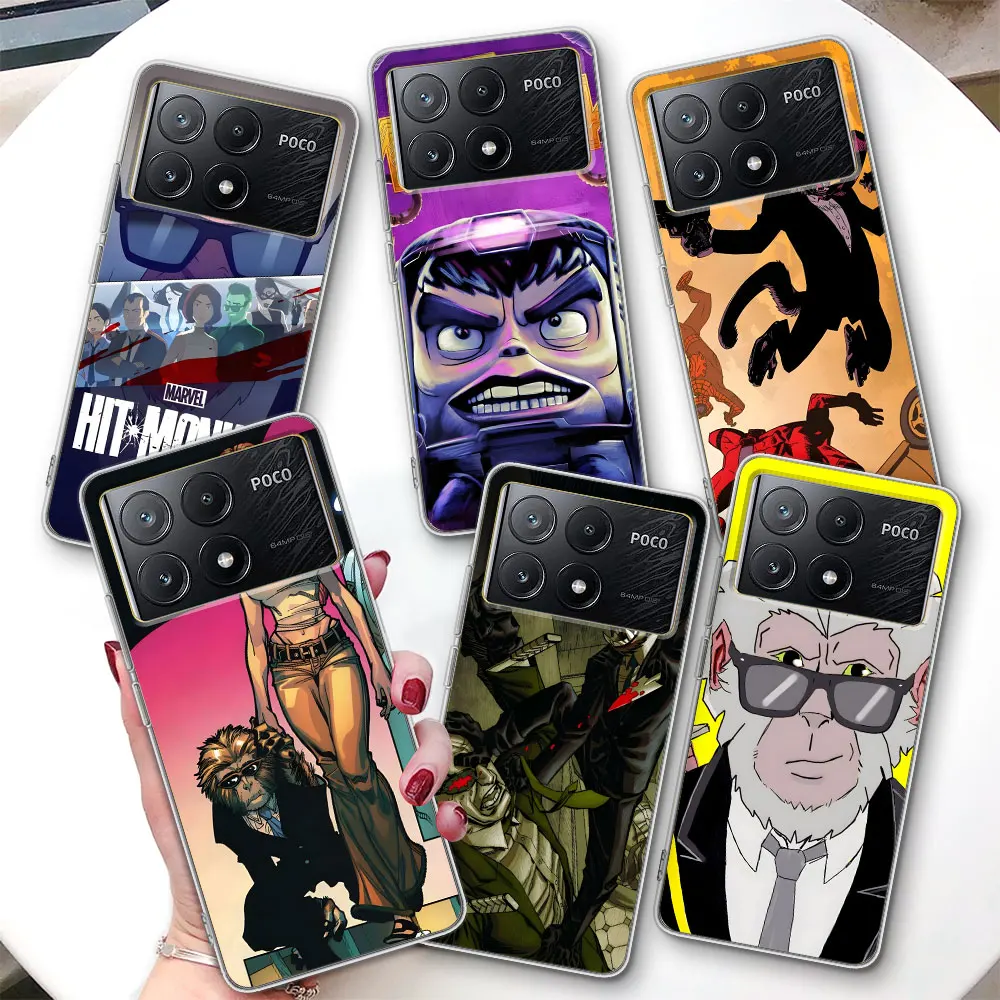 Super Hero Hit Monkey Case for Xiaomi Poco X6 F4 M5 X3 M3 M5s X4 X5 F1 F3 F5 M4 F2 Pro TPU Soft Transparent Phone Cover