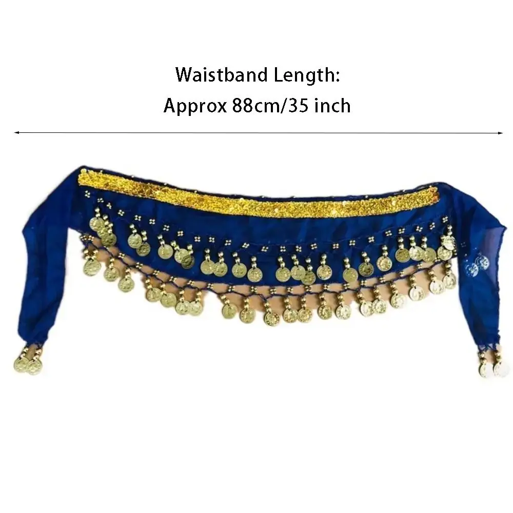 Nuovi bambini Monete in metallo Catena in vita Moda Bambino Danza del ventre Sciarpa dell'anca Costumi di prestazione in chiffon Catena per cintura in vita Dacning