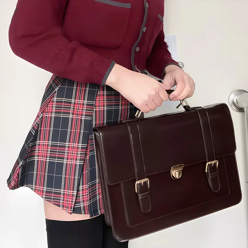 Japanese Style Anime Campus Girls Shoulder Bag Minimalist Brown Square Handbag Fashion Buckle Handbag Retro Lolita Jk Backpack