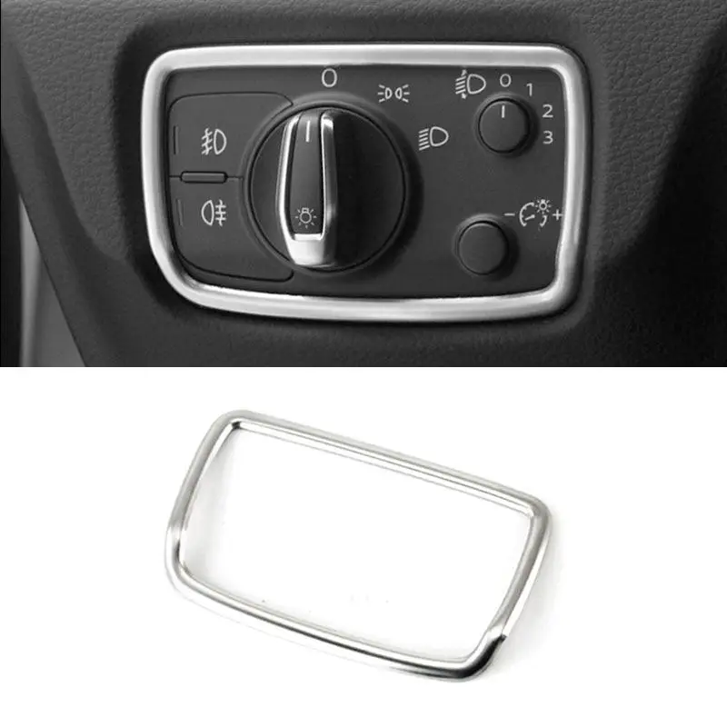 For Audi A3 8V 2013 2014 2015 2016 2017 2018 2019 Car Interior Headlight Lamp Switch Frame Cover Silver Stainless Steel Trim