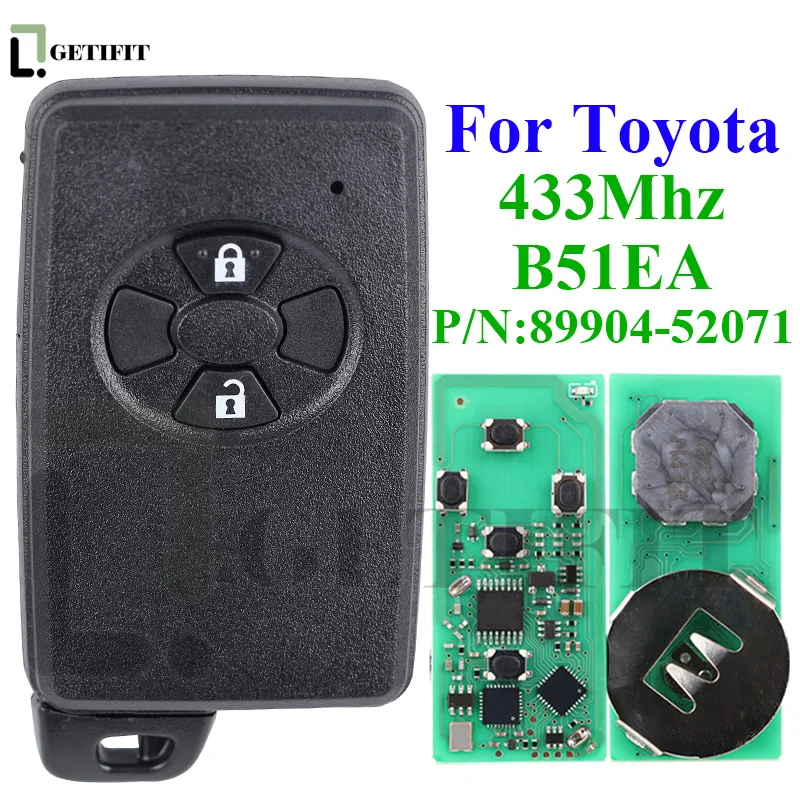 Keyless Start 2 Buttons Car Remote Key for Toyota Corolla Auris Rav4 Yaris 2006+ 89904-52071 P1 4D 433Mhz B51EA Car Key