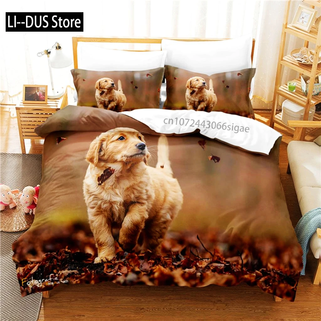 لطيف جرو طقم سرير حاف مجموعة غطاء الفراش 3D الطباعة الرقمية الملكة حجم طقم سرير تصميم الأزياء #5