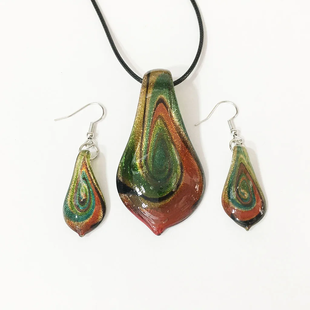 1PCS Fashion Dark Blue Glass Murano Floral Leaf Shape Lampwork Pendant Necklace For Women Cheap Items Jewelry Gift Cheap Items