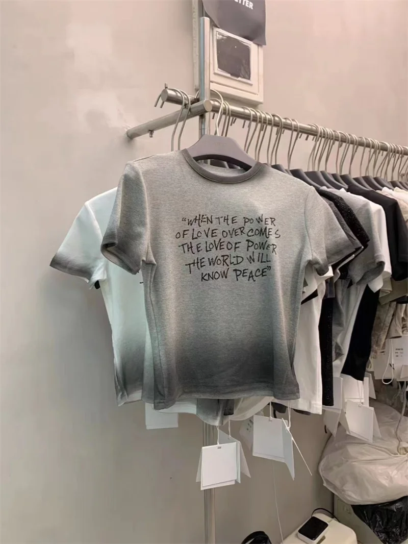 

Short Printed Letter T-Shirt Women's Summer 2025 Style Base Layer Shirt Inner Wear Casual Cotton Blend round Neck Top