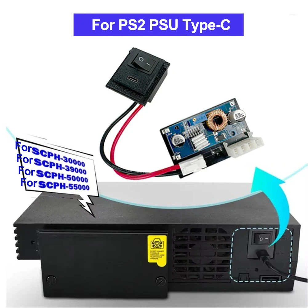 Portable Type-C Power Supply Board For PS2 Safe, Efficient & Portable Power Board Game Console Gaming Replacement Accessories