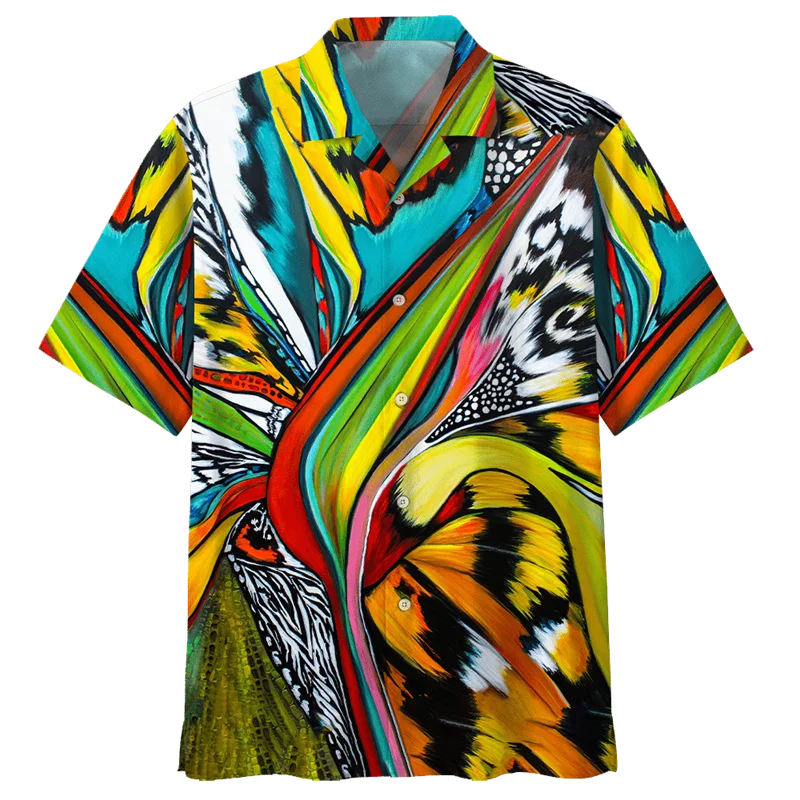 Multi Color Butterfly Hawaiian Shirt For Men Women Summer Street 3d Printed Animal Shirts Lapel Short Sleeves Tops Button Blouse