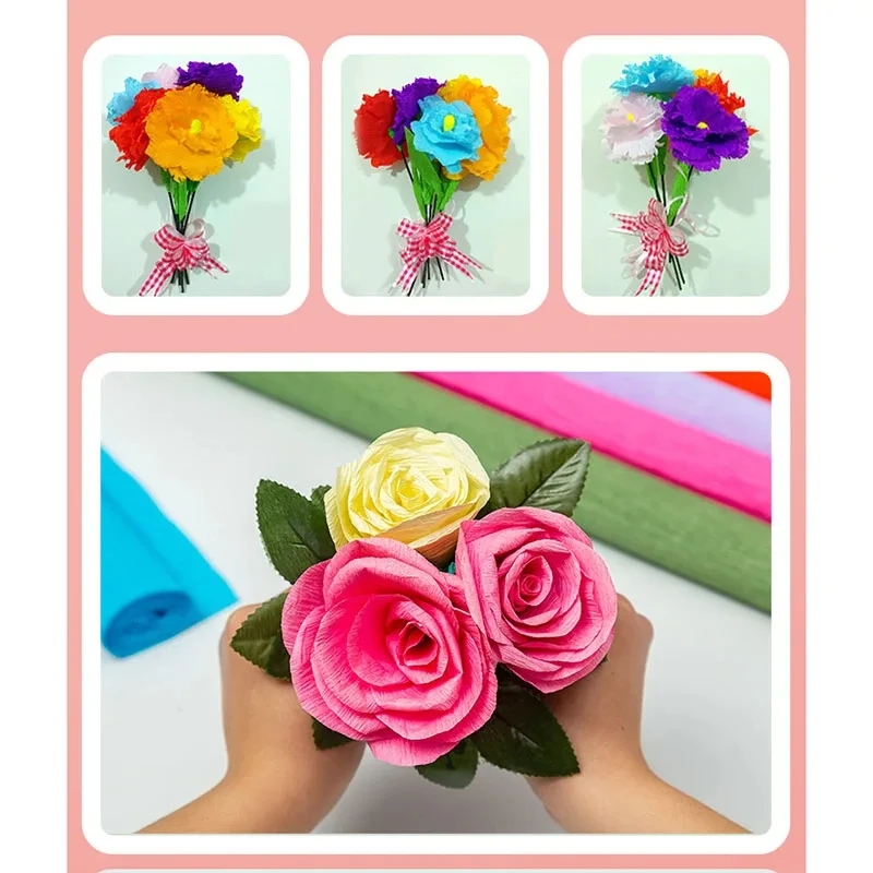 50x250cm Colored Crepe Paper Roll Origami Crinkled Crepe Paper Craft DIY Flowers Decoration Gift Wrapping Paper Craft