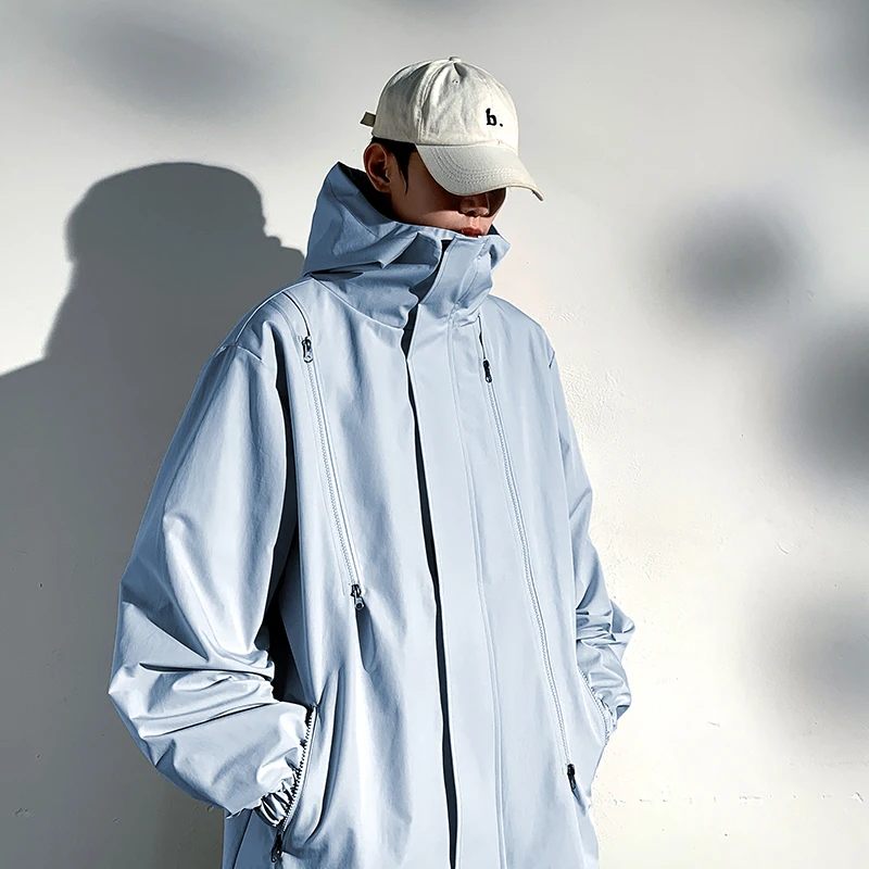 

Уличные мужские куртки с капюшоном в городском стиле, однотонная верхняя одежда, красные, черные, бежевые, синие, кофейные базовые пальто, осенняя одежда