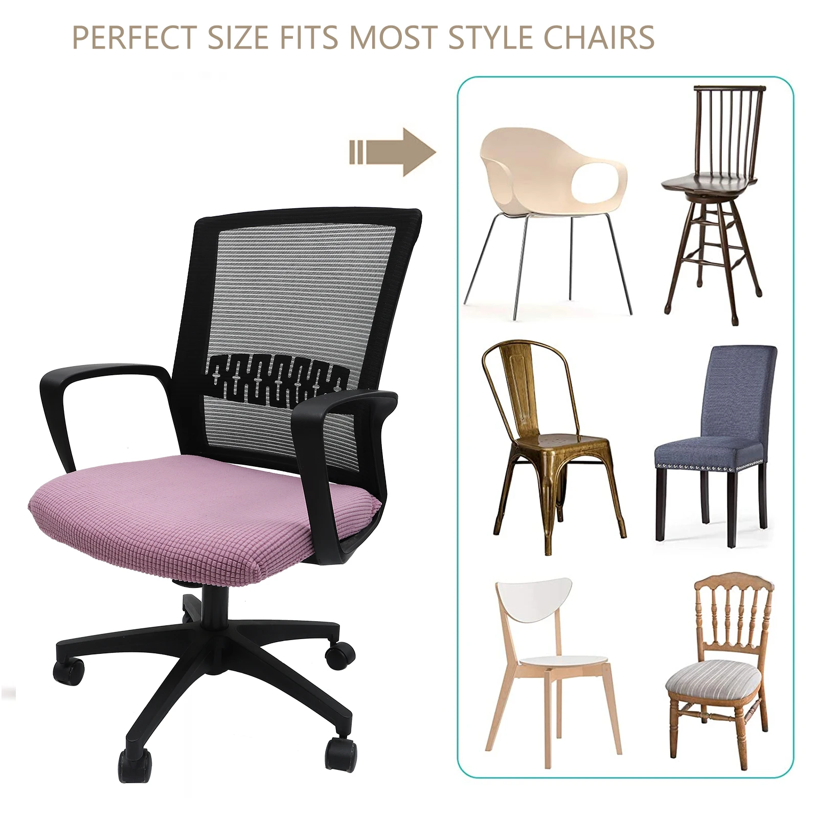 

Elastic Chair Seat Cover Polyester Protector Cushion Non Slip Washable Fits Most Chairs Single Person Sofa Cover