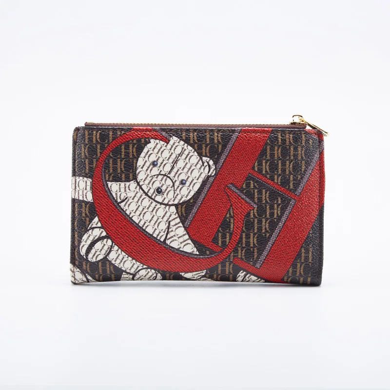 트렌디한 접이식 카드 홀더 2025년 신제품 여성용, 캐주얼 만화 프린트 지퍼 지갑, 일상 필수품을 위한 가벼운 지갑