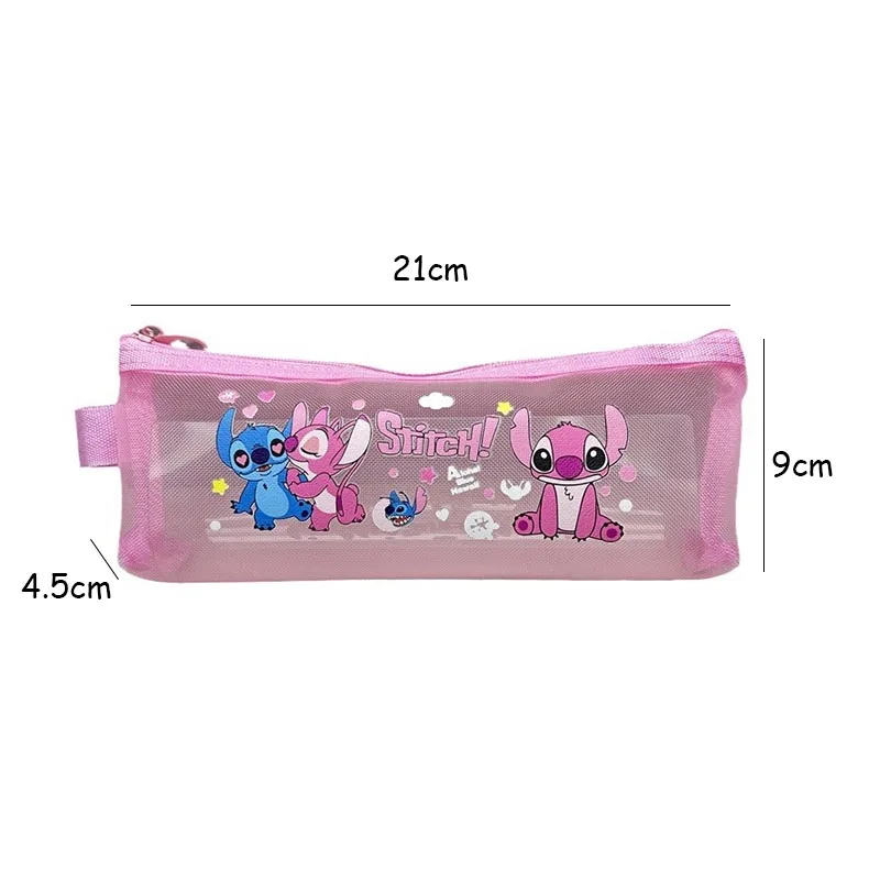 Imagem -06 - Kawaii Ponto Malha Lápis Cases Disney Transparente Gaze Pen Bolsa Bolsa de Papelaria Material de Escritório Escolar Presente Bonito