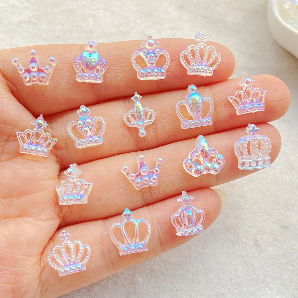 50 pezzi energici carini mini corona di cristallo colorato nail art resina designer charms decorazioni 3D fai da te gioielli