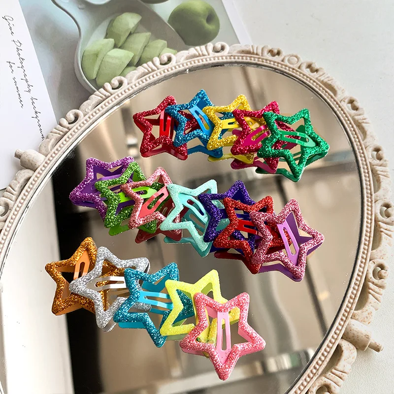 

20pc Mini 2.2cm Glitter Star BB Hair Clips for Baby Girls Metal Snap Hairpins Kids BB Barrettes Glitter Star Hair Accessories