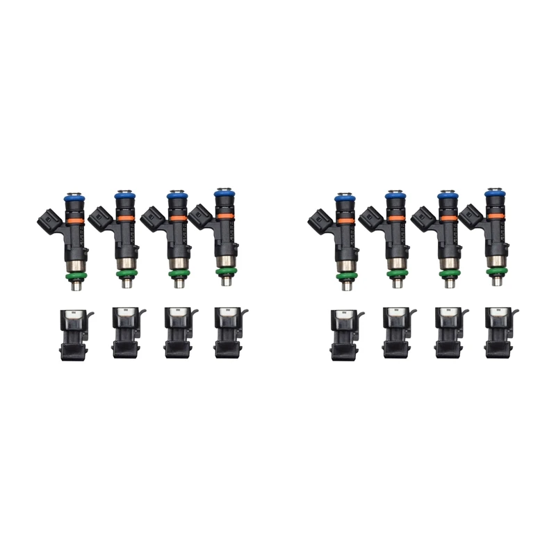 8X Fuel Injectors 60Lb 630Cc With Converter For 1.8T Turbo -A4 TT Golf Jetta Acura EV14 0280158117 0280158298