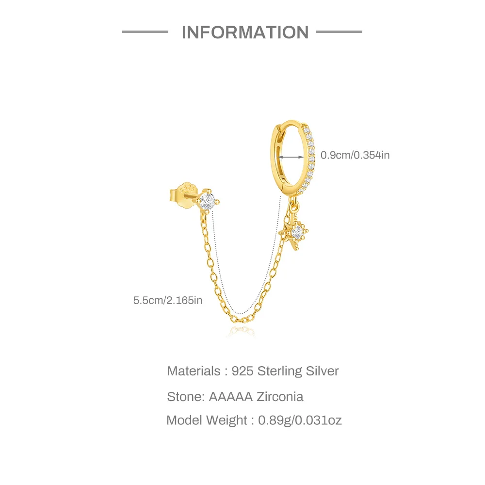 مساعد سلسلة القرط 925 فضة الأرجواني ستار الزركون Drangles وأقراط للنساء الفتيات غرامة مجوهرات شحمة الأذن ترصيع