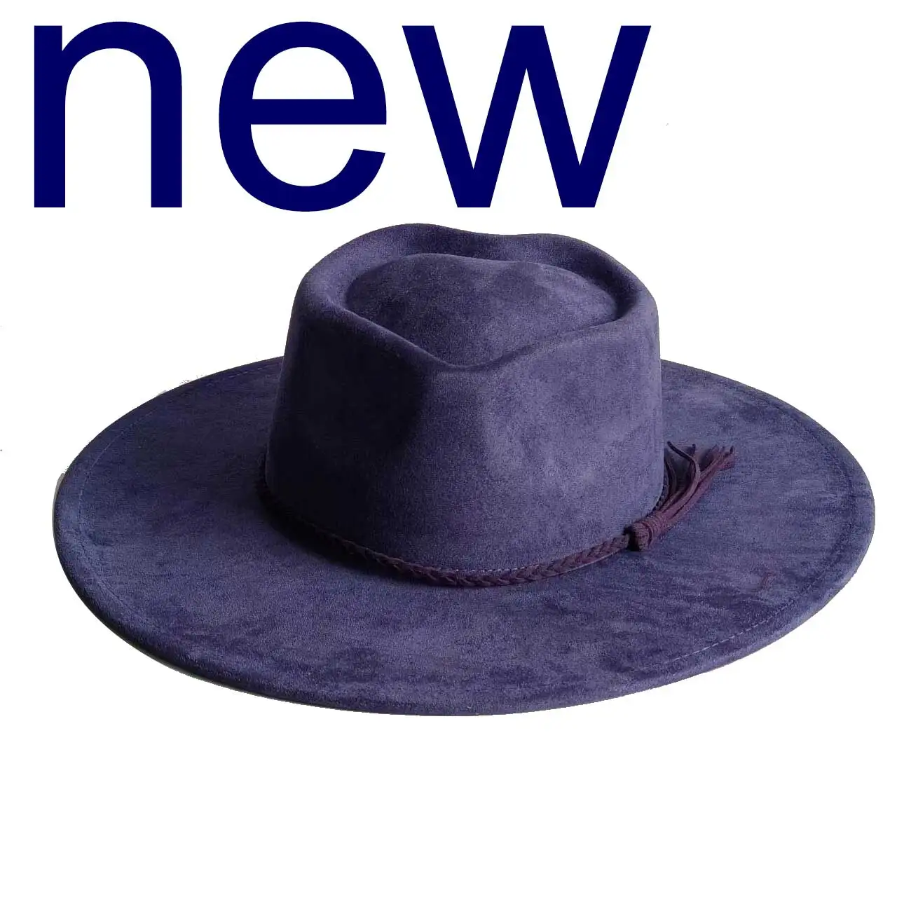 Sombrero de Ala Ancha de Gamuza Vegana con Diseño de Corazón, Personalizable con Grabado de Logotipo, Sombrero con Corona de Corazón para Burning Heart