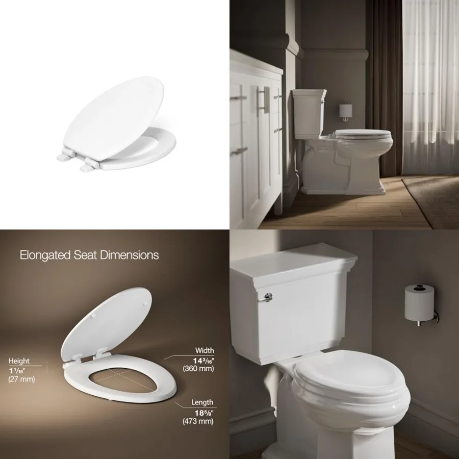 

Stonewood Quiet-Close, Toilet Seat Soft Close, Durable Wood, Easy Installation, Universal Fit, Home Essentials, Finish, K-20466