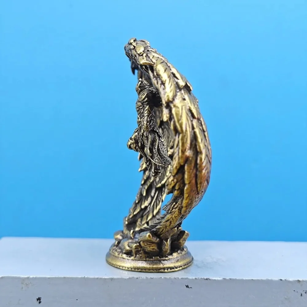 Brass Winged Warrior Mini Figurine Medieval Angel Statue Tabletop Wargame Diorama Desktop Decor Collectible Ornament Gift view 3