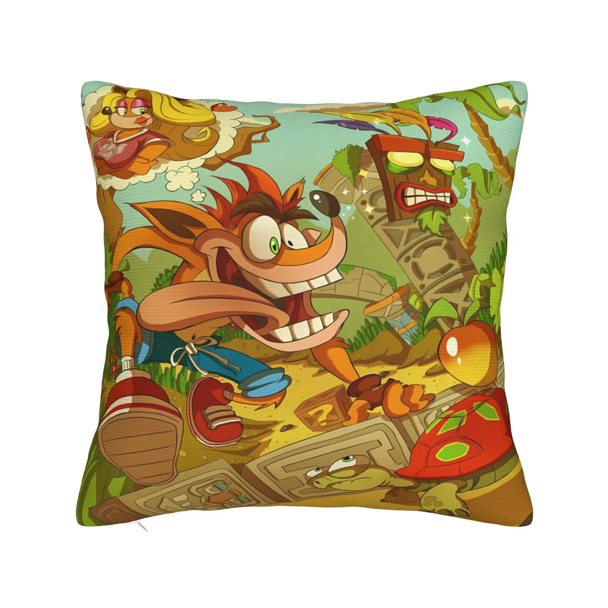 Pillow Cover Crash Bandicoot Island Team  Kawaii Pillow Case For Sofa Bedroom Home Decor Pillowcases